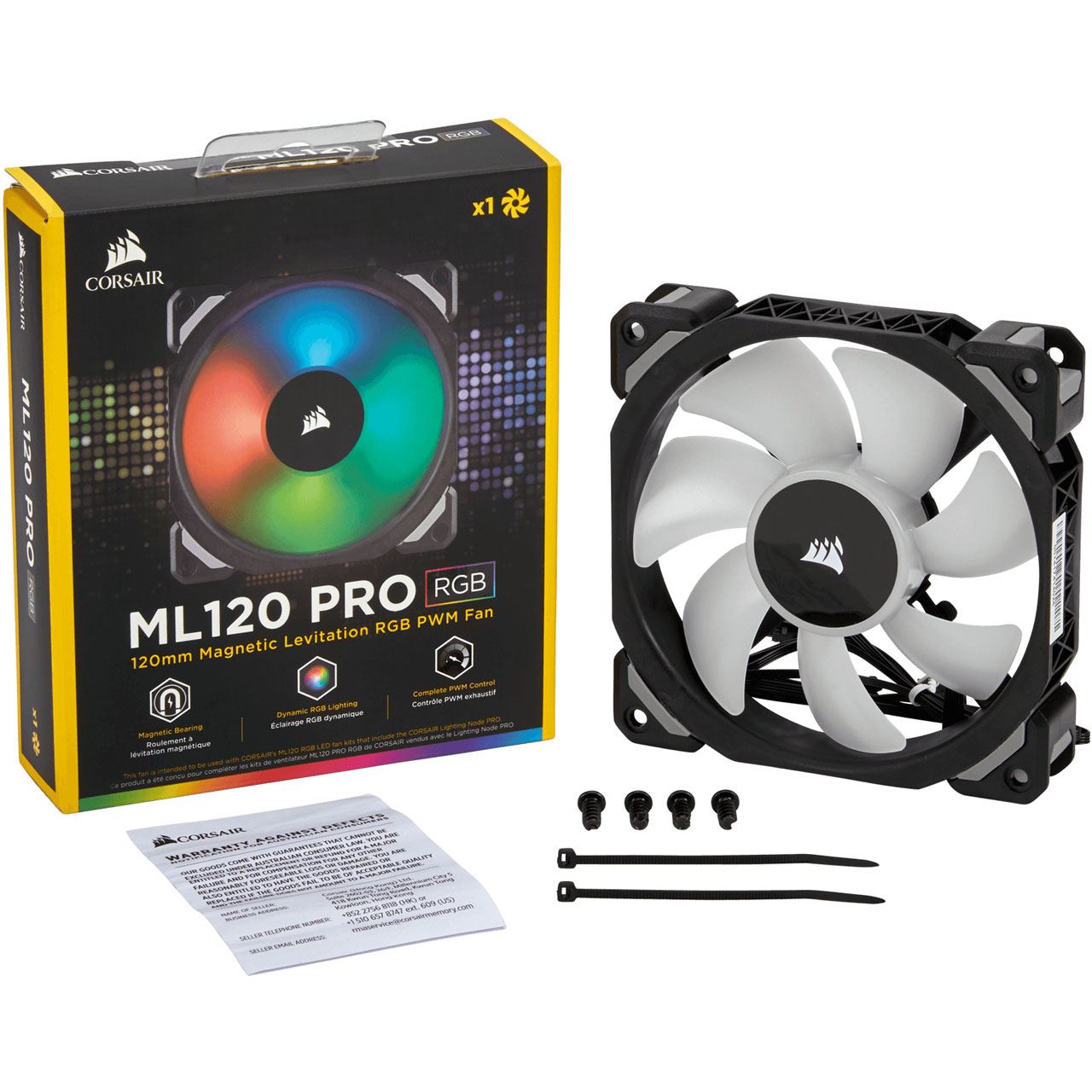 Corsair ML Series 120 Pro RGB LED Premium Magnetic Levitation Fan 120x120x25mm 400-1600 U/min 25 dB(A) schwarz