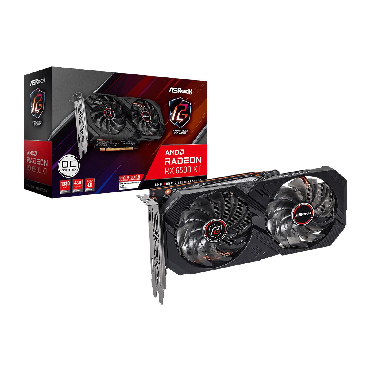 4GB ASRock Radeon RX 6500XT Phantom Gaming D OC (Retail)
