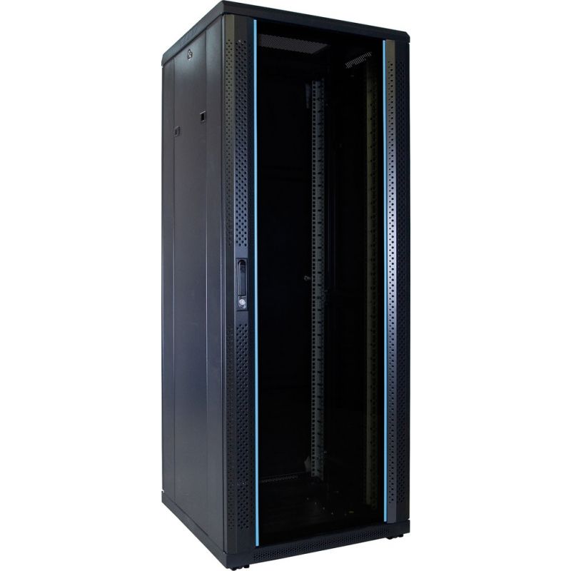 32 HE 19” Serverschrank, mit Glastür (BxTxH) 600 x 600 x 1600mm